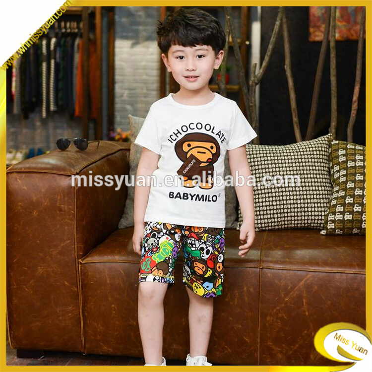 中国工場2015ファッション熱い販売のファッションの男の子の服セット-キッズ服　Tシャツ問屋・仕入れ・卸・卸売り