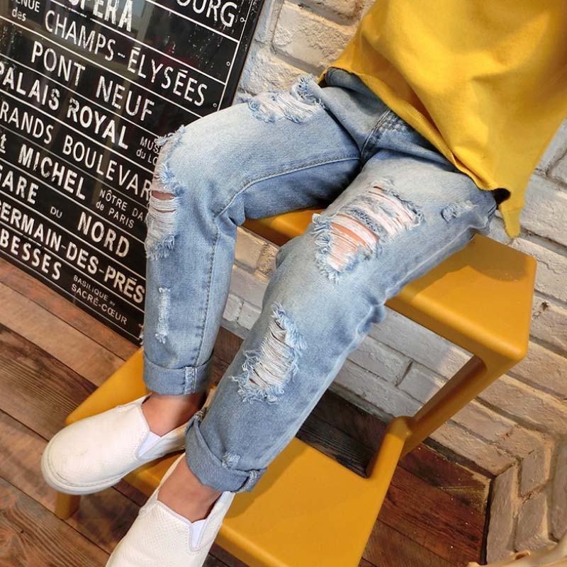 CB9012中国工場子穴デザインデニムパンツ夏ジーンズ女の子のため-キッズ服　ジーンズ問屋・仕入れ・卸・卸売り