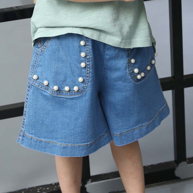 CB9032スタイリッシュガール緩いジーンズ夏カジュアル子供パンツ-キッズ服　ジーンズ問屋・仕入れ・卸・卸売り
