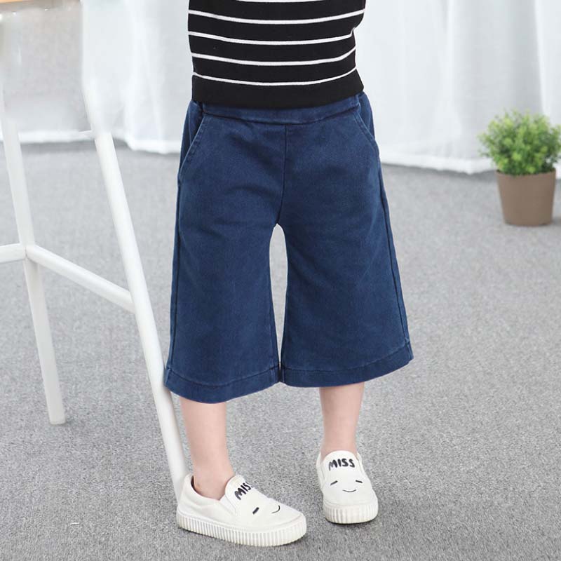CB9016子供服三四半期女の子ワイド脚ジーンズ-キッズ服　ジーンズ問屋・仕入れ・卸・卸売り