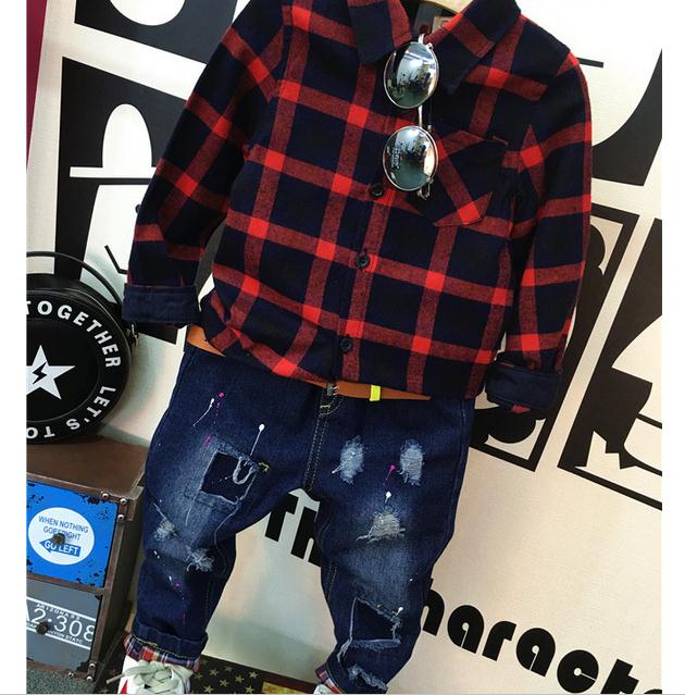 子供きしむシャツとジーンズ2ピースセット用男の子服-キッズ服　セット問屋・仕入れ・卸・卸売り