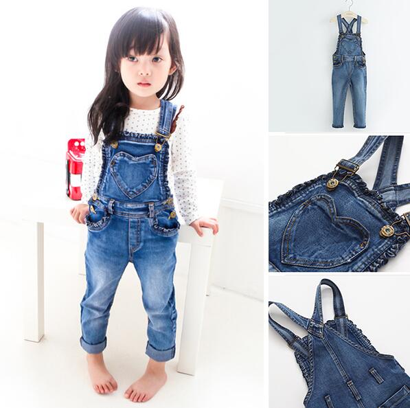 D96196t 2016春子供女の子デニム サスペンダー ズボン パンツ子供ジーンズ-キッズ服　セット問屋・仕入れ・卸・卸売り