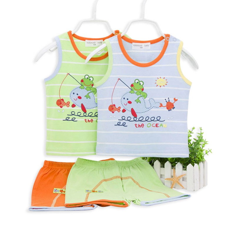 Oemベビー服漫画prittingノースリーブ2ピース/セット赤ちゃん夏の服セット-キッズ服　セット問屋・仕入れ・卸・卸売り