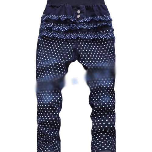 韓国の秋taz160232014年デザイン編み綿レースのトップと甘い印刷されたスポットの女の子のジーンズ-キッズ服　ジーンズ問屋・仕入れ・卸・卸売り