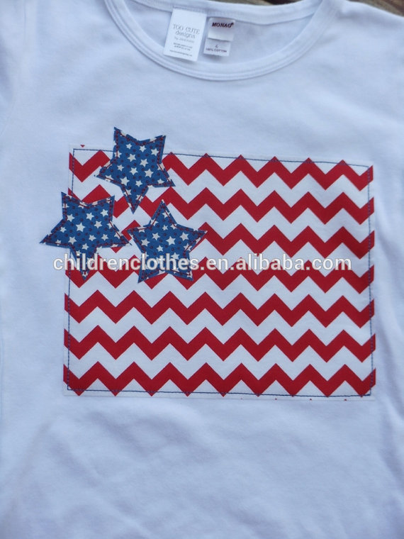 カスタム赤ちゃんの良い売り米国旗の綿t- シャツアメリカの愛国的なプリントtシャツ-キッズ服　Tシャツ問屋・仕入れ・卸・卸売り