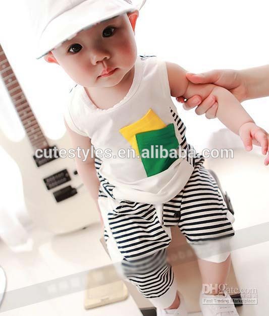ファッションノースリーブtシャツの赤ん坊のスーツのズボンをハーレム子供組cs40410-70夏のタンクトップ-キッズ服　セット問屋・仕入れ・卸・卸売り