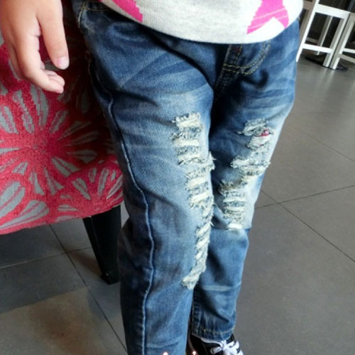 韓国の秋taz160162014年エッジング穴付き新しいスタイルのファッションの女の子のジーンズ-キッズ服　ジーンズ問屋・仕入れ・卸・卸売り