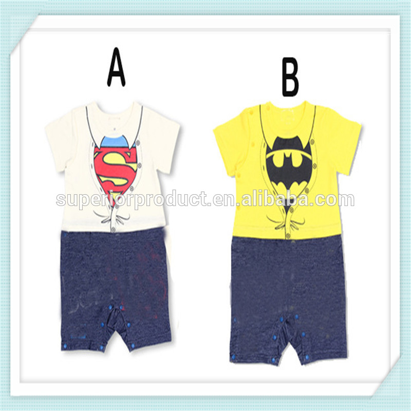 赤ちゃん男の子スーパーマンバット男キッズ3d漫画半袖100%コットンベビー幼児ロンパース服-キッズ服　セット問屋・仕入れ・卸・卸売り