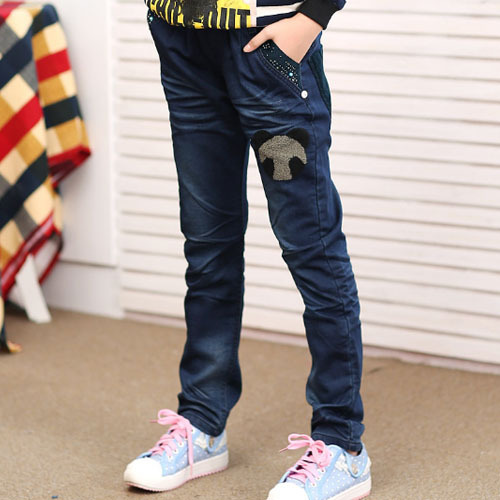韓国の秋の新しいスタイルのトップtaz16004silm漫画印刷デザインのファッションの女の子のジーンズ-キッズ服　ジーンズ問屋・仕入れ・卸・卸売り