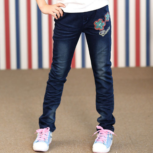 韓国の秋taz16003silm新しいスタイルの花が印刷されたトップのデザインのファッションの女の子のジーンズ-キッズ服　ジーンズ問屋・仕入れ・卸・卸売り