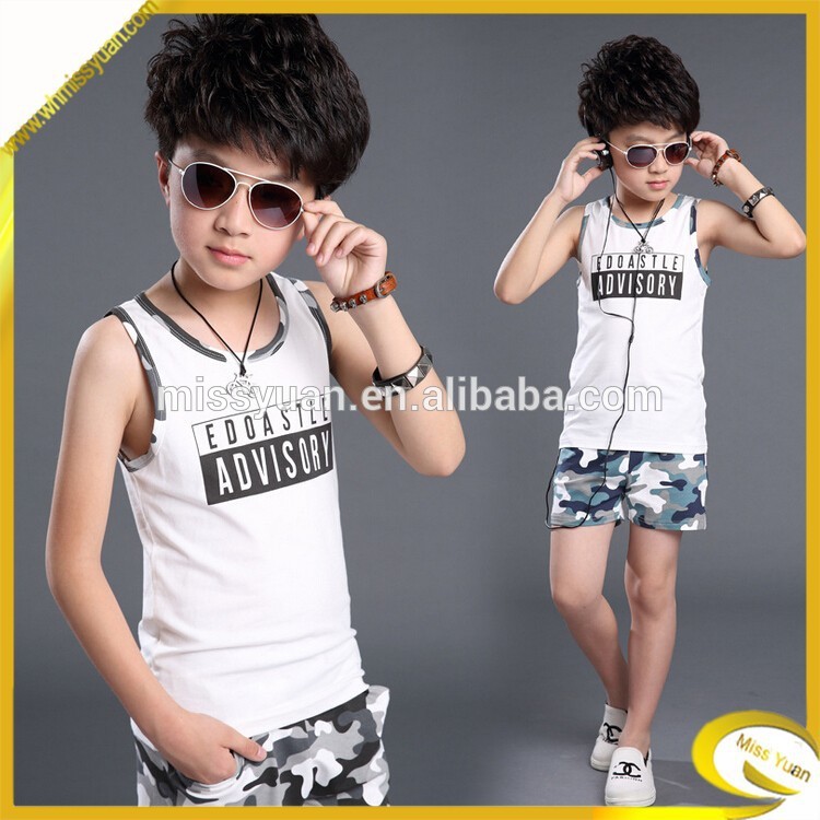 子供の綿100％迷彩男児用チョッキ-キッズ服　Tシャツ問屋・仕入れ・卸・卸売り