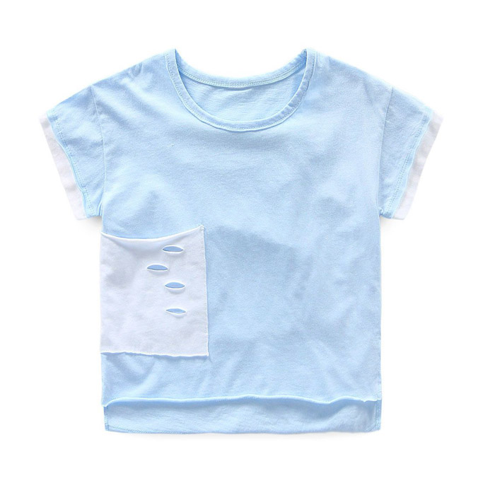 ファンシー平野穴ブルーtシャツ用男の子卸売-キッズ服　Tシャツ問屋・仕入れ・卸・卸売り