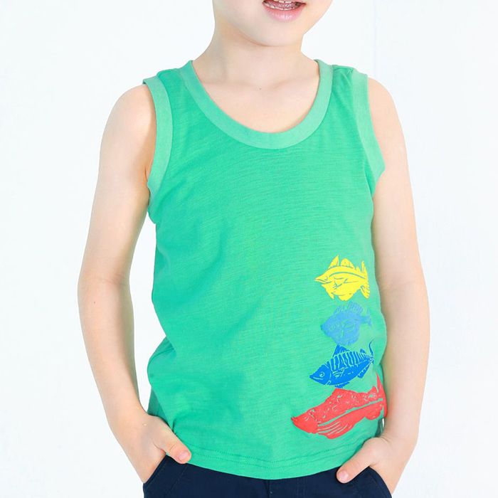 すべての試合クール魚プリント子供ベスト下着-キッズ服　Tシャツ問屋・仕入れ・卸・卸売り