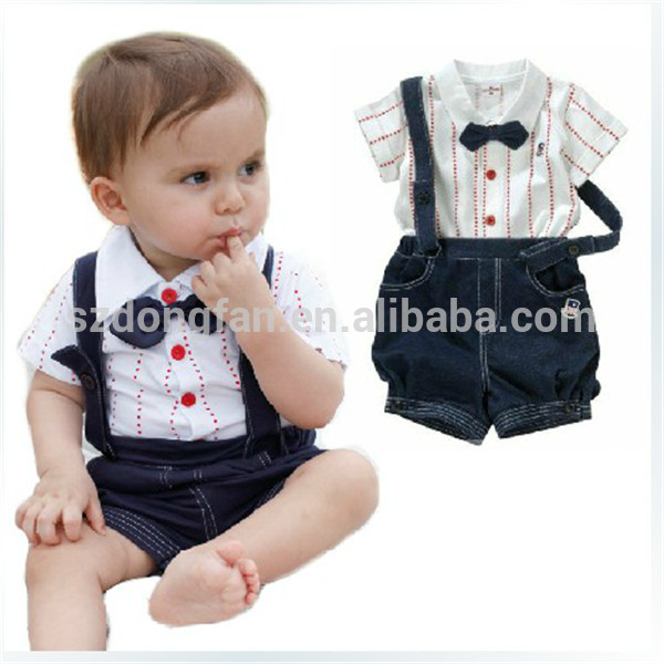 高品質新生児男の子子供服セットカスタム子供服デニムジーンズロンパース&ジャンプダンガリーとtシャツ2016-キッズ服　セット問屋・仕入れ・卸・卸売り