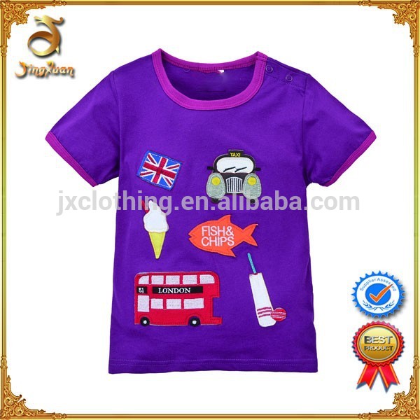 の子どもたち衣類カスタムプロモーション卸売綿刺繍のtシャツ-キッズ服　Tシャツ問屋・仕入れ・卸・卸売り