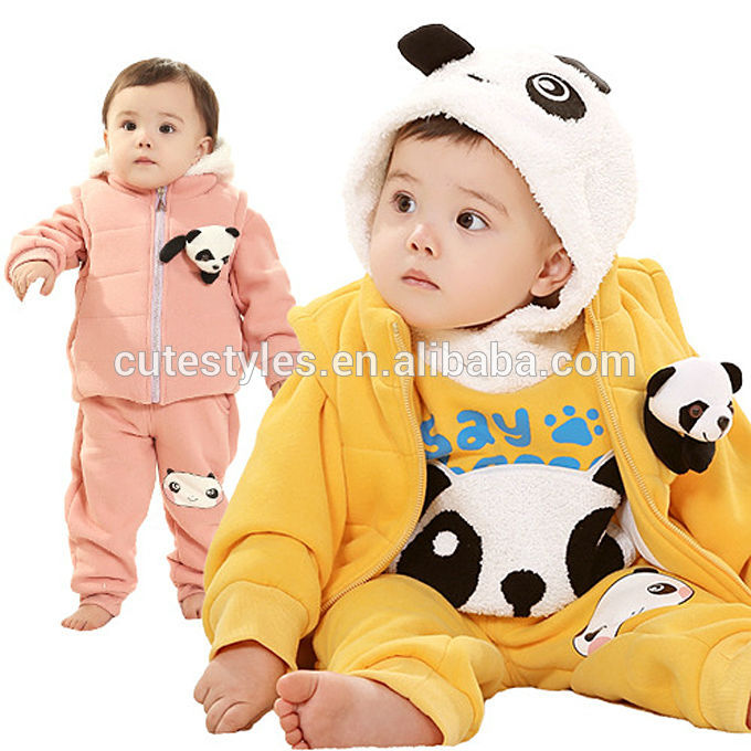 冬のベビースーツかわいいリトルベアー綿チョッキよちよち子供スリーピース子供服セットCS40509-22-キッズ服　セット問屋・仕入れ・卸・卸売り