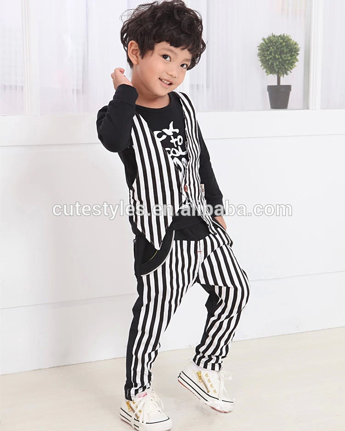 秋子供服セットストライプのチョッキシャツとパンツ2ピーススーツ用男の子着用送料無料CS40717-38-キッズ服　セット問屋・仕入れ・卸・卸売り