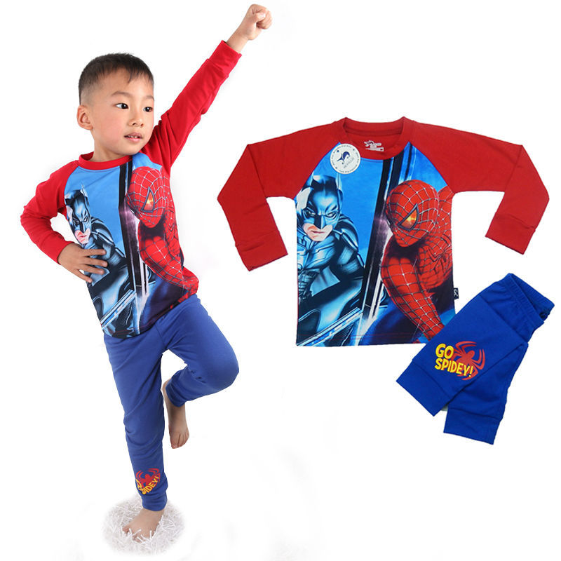安い春卸売赤ちゃん男の子服スパイダーマン男の子セット パジャマ-キッズ服　セット問屋・仕入れ・卸・卸売り