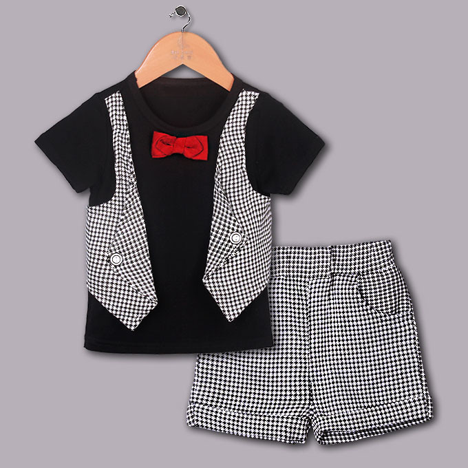 新しい男の子の服のセット2015黒いシャツ蝶ネクタイ赤服のスーツの子供服子供服送料無料cs40420-25-キッズ服　セット問屋・仕入れ・卸・卸売り