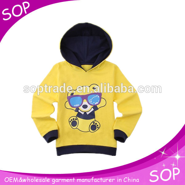 子供のアニマルプリント黄色のパーカー中国製-キッズ服　パーカー、スウェットシャツ問屋・仕入れ・卸・卸売り
