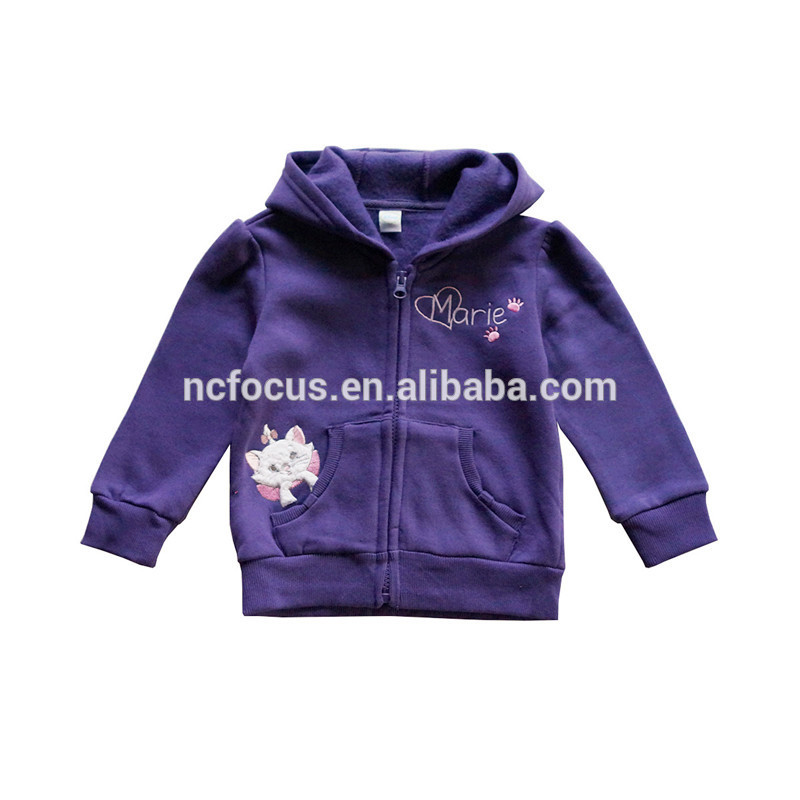 子供の卸売高品質の女の子のプロデューサーフリースパーカジャケットの漫画-キッズ服　パーカー、スウェットシャツ問屋・仕入れ・卸・卸売り