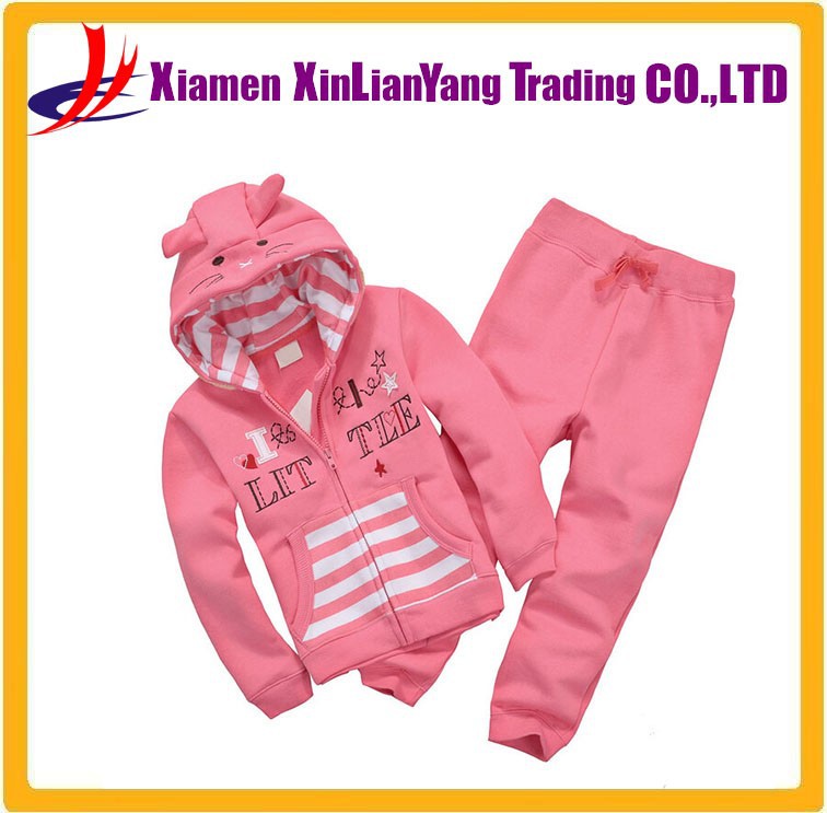 パターンのスポーツ天然素材かわいいウサギの赤ちゃんの女の子のためのピンクのスーツ-キッズ服　パーカー、スウェットシャツ問屋・仕入れ・卸・卸売り