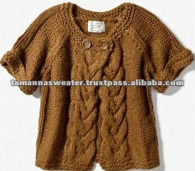 女の子はアクリルのカーディガンのセーターを編んだ-キッズ服　セーター問屋・仕入れ・卸・卸売り