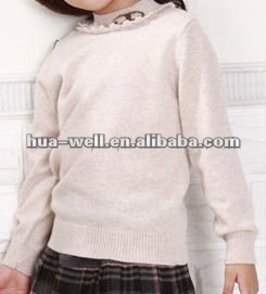 シンプルなデザインの女の子ニットプルオーバー-キッズ服　セーター問屋・仕入れ・卸・卸売り