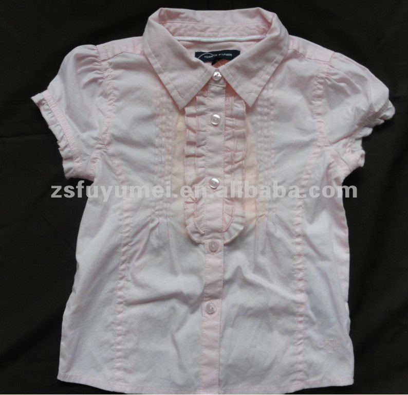 子供韓国スタイルブラウスピンクレースブラウス中国の工場に行った-キッズ服　シャツ、トップス問屋・仕入れ・卸・卸売り