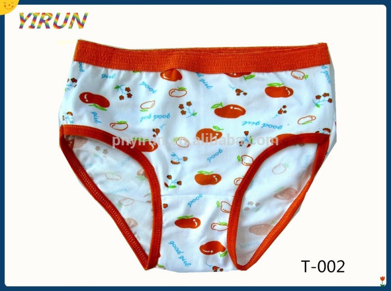 安い工場価格ポリエステル良い女の子ニースオレンジプリントナイロンパンティー-キッズ用下着問屋・仕入れ・卸・卸売り