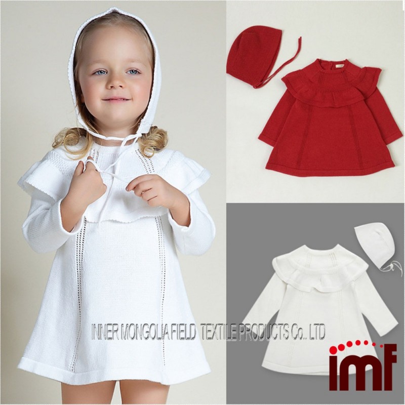 赤ちゃんの女の子2ピース晴れ日popoverドレス&帽子セット-キッズ服　セーター問屋・仕入れ・卸・卸売り