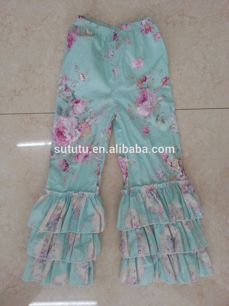 新しいファッションの花の女の子のパンツはフリル花柄のアップリケの子供のズボンの子供のズボン-ズボン問屋・仕入れ・卸・卸売り