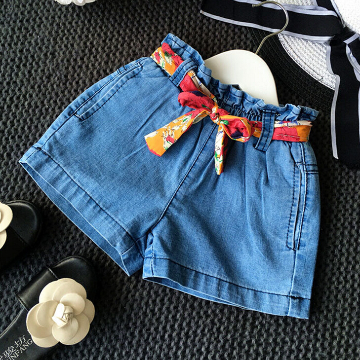 シンプルな夏の女の子ショーツデザインデニム服-キッズ服　半ズボン問屋・仕入れ・卸・卸売り