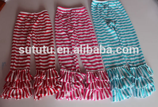 多くの設計熱い販売の女の子のための利用できるナイトパンツぜんまい落ちない快適なストライプフリルパンツ-ズボン問屋・仕入れ・卸・卸売り