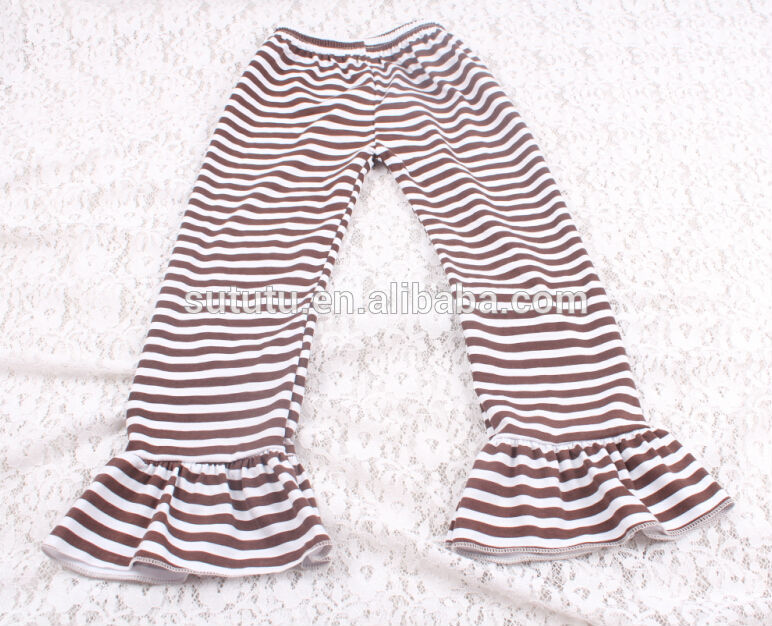 新しいオリジナル花柄フリルパンツブランドの子供女の子のための安い工場価格+whiteストライプ茶色のパンツ-ズボン問屋・仕入れ・卸・卸売り