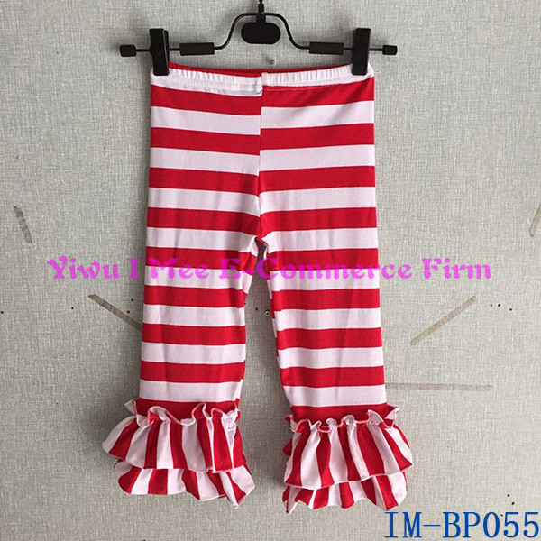 ブティック子供服高品質の綿プラス赤のストライプダブルフリルパンツ介護用im-bp0550- 8歳女の子のクリスマス-ズボン問屋・仕入れ・卸・卸売り