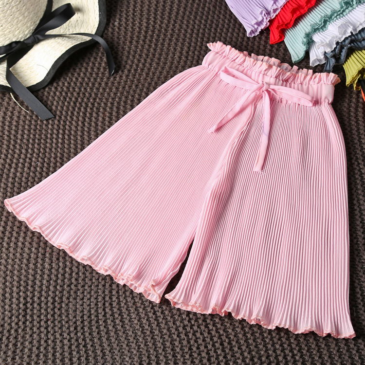 B10923A熱い販売ガール夏シフォンワイド脚パンツ卸売シフォンパンツ-ズボン問屋・仕入れ・卸・卸売り
