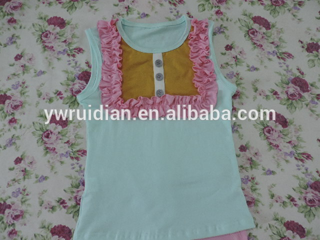 赤ちゃんの女の子ブティックパキスタンtシャツトップ品質の綿フリルタンクトップバルク女の子ブラウス卸売服-キッズ服　シャツ、トップス問屋・仕入れ・卸・卸売り