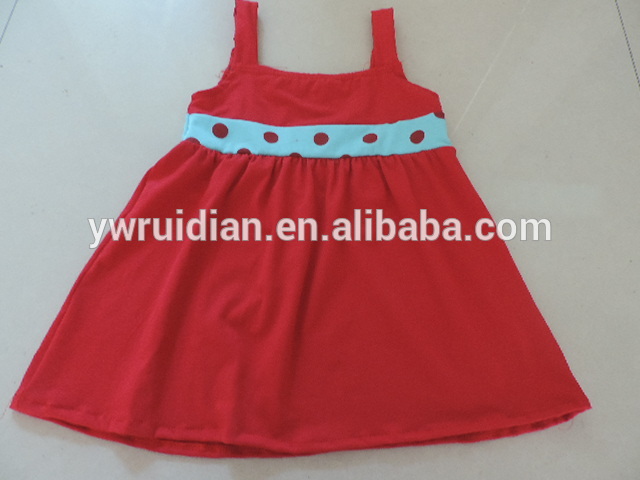 赤ちゃん女の子サッシブティックドレス子供綿フリルポルカドットトップドレス-キッズ服　シャツ、トップス問屋・仕入れ・卸・卸売り
