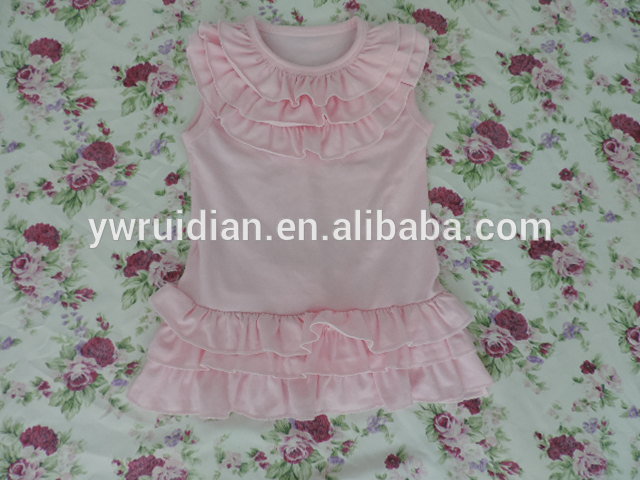 赤ちゃんの女の子夏のブティックトップドレス綿フリルチュチュノースリーブ子供シャツ-キッズ服　シャツ、トップス問屋・仕入れ・卸・卸売り