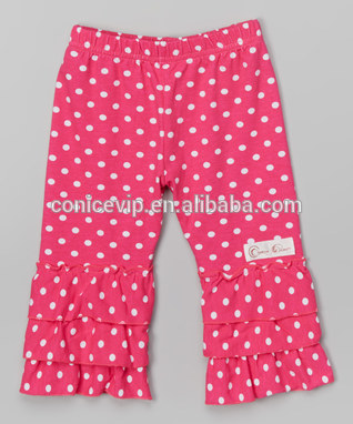 最新のデザインのコットンフリルパンツ女の子の幼児の女の子のための秋の摩耗卸売安いplokaドットパンツ-ズボン問屋・仕入れ・卸・卸売り