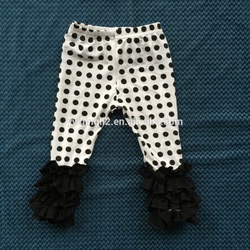 LY-046甘い赤ちゃん の女の子アイシング スタイル レギンス黒と白ポルカ ドット フリル パンツ熱い販売2016-問屋・仕入れ・卸・卸売り
