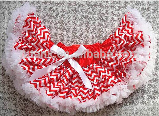 クリスマス赤& 白のストライプサテンかわいい赤ちゃんの女の子のダンスウェアフルペチコートチュチュ-ジュニア服（女）スカート問屋・仕入れ・卸・卸売り