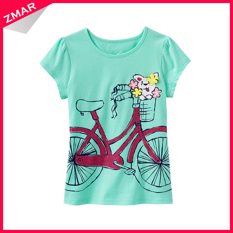 メーカー卸売子供服綿100トップファッションプリントティーンガールtシャツ-キッズ服　Tシャツ問屋・仕入れ・卸・卸売り