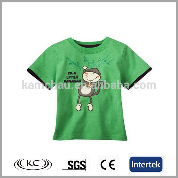 100%コットングリーン子供のラウンドnekc印刷あなた自身のtシャツ-キッズ服　Tシャツ問屋・仕入れ・卸・卸売り