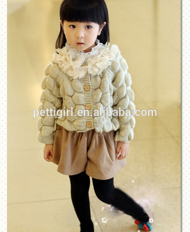 冬コート生き抜く猶予の女の子ファッションの赤ん坊のウールの子供服のラウンドネックのセーターoc41211-4送料無料-キッズ服　コート問屋・仕入れ・卸・卸売り
