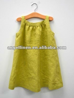 薄緑の色の女の子のリネン服-ジュニア服（女）ドレス問屋・仕入れ・卸・卸売り