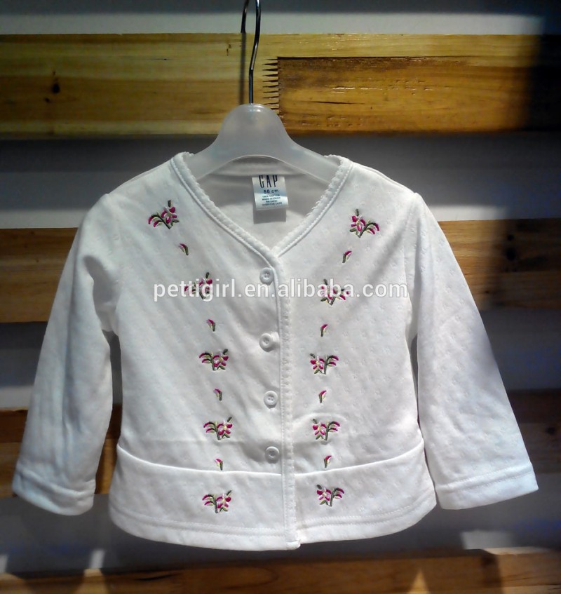 韓国スタイルのニット春と夏の白い刺繍コットンoutercoatoc40323-20秋の服の子供-キッズ服　コート問屋・仕入れ・卸・卸売り