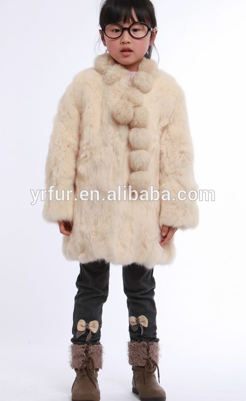 YR482本女の子の ニット rex ウサギ の毛皮の コート-キッズ服　コート問屋・仕入れ・卸・卸売り