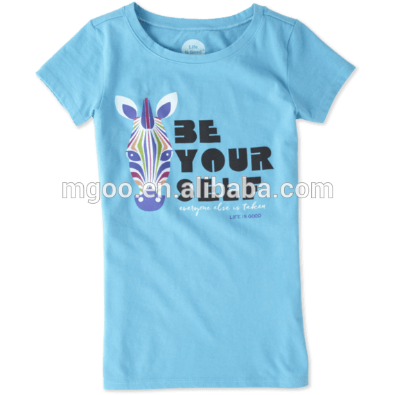 Mgooエレガントなスカイブルー妖精女の子トップスカスタムメイドショートスリーブクルーネック女の子tシャツ-キッズ服　Tシャツ問屋・仕入れ・卸・卸売り